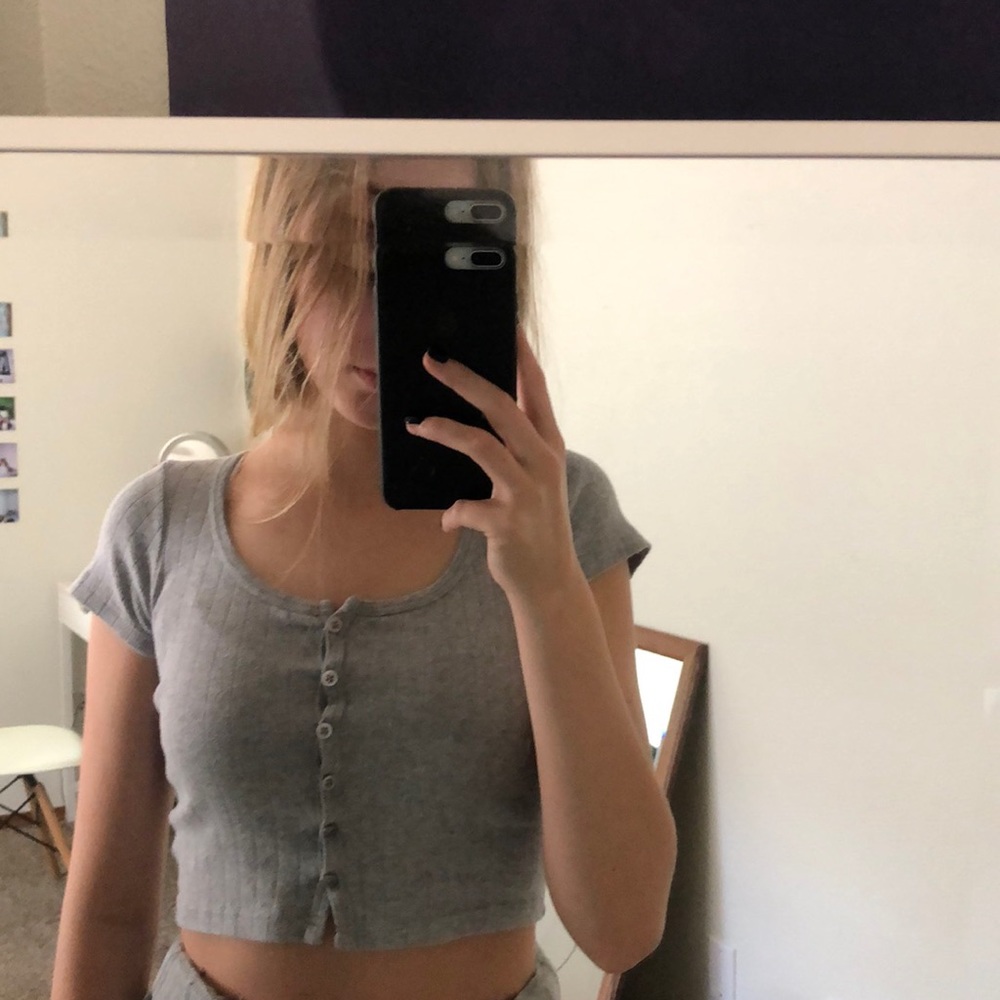 Grey Brandy Melville button up shirt